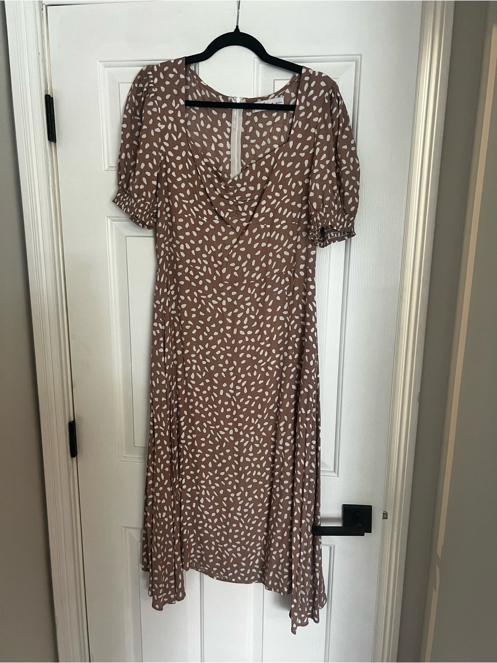 Mauve & White Dotted Midi Dress